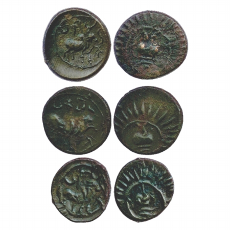 Pallavas of Kanchipuram (3), Alloyed Copper coin attributed to Mahendravarman I (c. 580-63