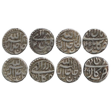 Akbar (1556-1605 AD), Silver ½ Rupee (4), Kabul Mint, Mihir 47, Aban 44, Azar 48 and Di 49
