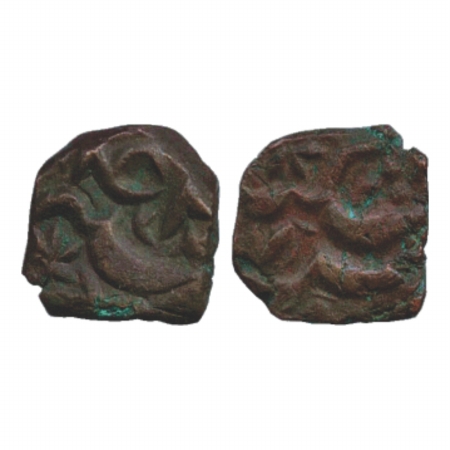 Akbar (1556-1605 AD), Copper Square Coin (Damri), 3.19g. 'Seekar/Sheekar' Mint, Ilahi 42, 