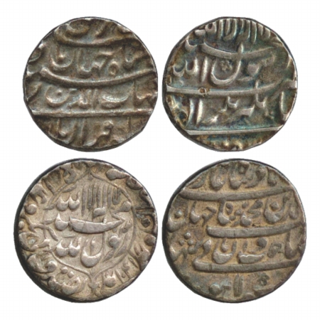 Shah Jahan (1628-1658 AD), Silver Rupee (2), Jahangirnagar Mint, (KM 224.10) and Lahore Mi