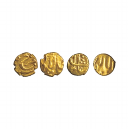 Farrukhsiyar and Shah Alam Bahadur, Gold Fanam (2), 0.35g each, Balapur Mint. (2 Coins) Ve