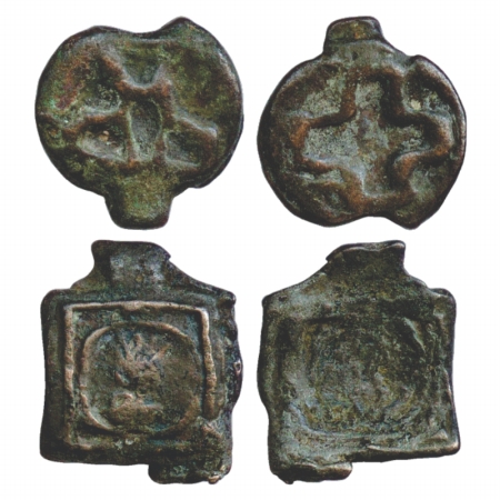 Early Uninscribed Copper Cast Coinage, Deccan series, (c. 200-100 BC), (a) Round coin - Ob