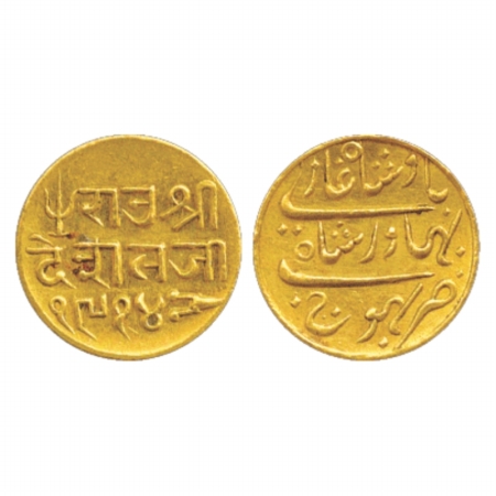 Kutch, Deshalji II (1819-1861 AD), Gold 25 Kori, 4.68g. In the name of Bahadur Shah II, VS
