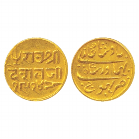 Kutch, Deshalji II (1819-1861 AD), Gold 25 Kori, 4.68g. In the name of Bahadur Shah II, VS
