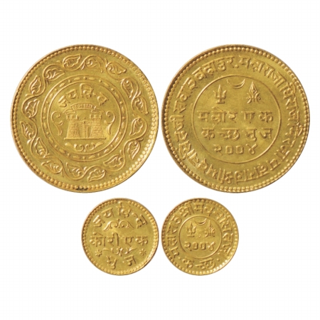 Kutch (2), Madan Singhji (1948 AD), Gold Mohur of 100 Koris, 18.74g and Kori, 4.67g. Dated