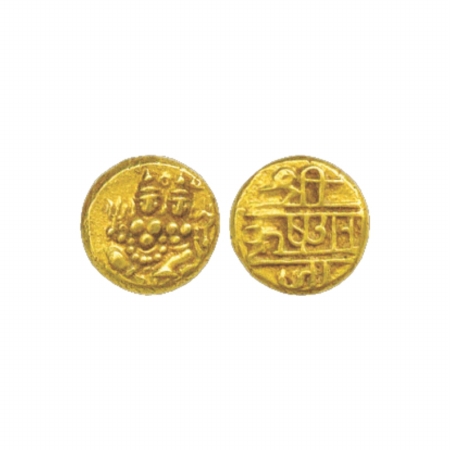 Mysore, Krishnaraja Wodeyar III (1799-1868 AD), Gold Pagoda, 3.42g. Obv: Shiva-Parvati sea