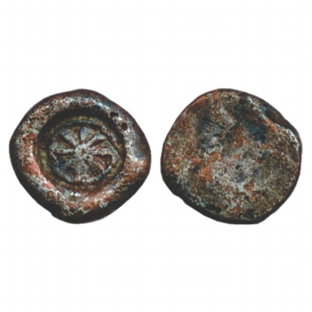 Uninscribed and unattributed Uniface Copper punch-marked coin from North India, 4.69g. Obv