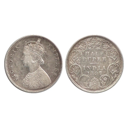 Victoria Empress, Silver ½ Rupee, 1897, Bombay Mint, A/I/'B' incused, (PR 305). Very Fine,