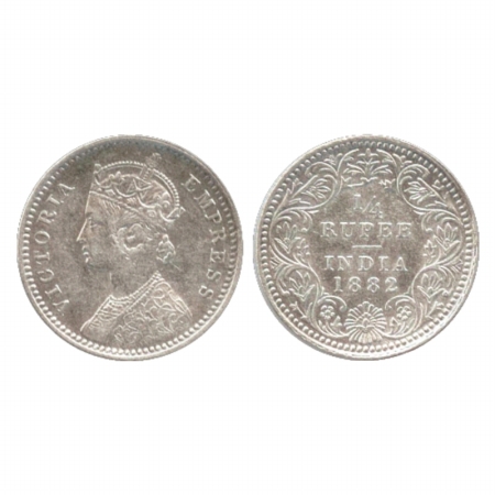 Victoria Empress, Silver ¼ Rupee, 1882, Calcutta Mint, C/II/'C' incused, (PR 387). About E