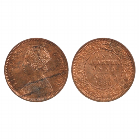 Victoria Empress, Copper ¼ Anna, 1880, Calcutta Mint, B/II/'C' incused, (PR 614). Some bla