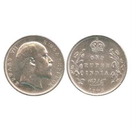 Edward VII, Silver Rupee, 1903, Calcutta Mint, URDU ERROR, 4 Diamonds instead of 5 Diamond