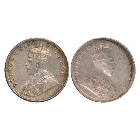 George V, Silver Rupee, Lakhi (Brockage) impression on reverse. The lakhi impression of th
