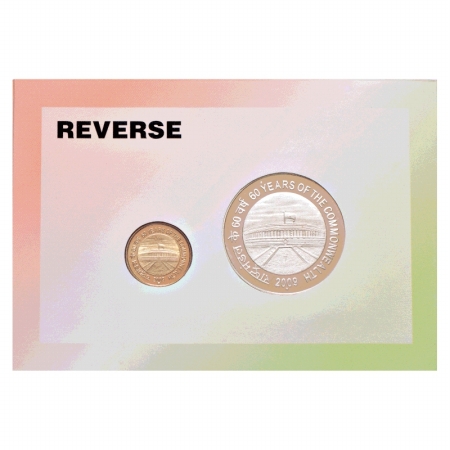 2009, 60 Years of the Commonwealth, Proof set of 2 coins, 100 Rupees and 5 Rupees, Mumbai 