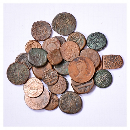 A group of 28 Princely States Copper coins , various states, denominations and types. (28 