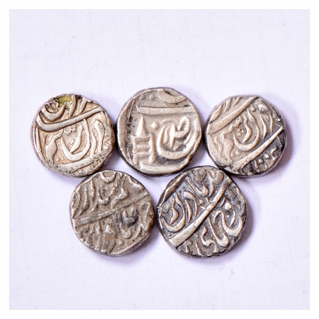A group 5 Silver Rupees of Cis-Sutlej State, various types. (5 Coins)