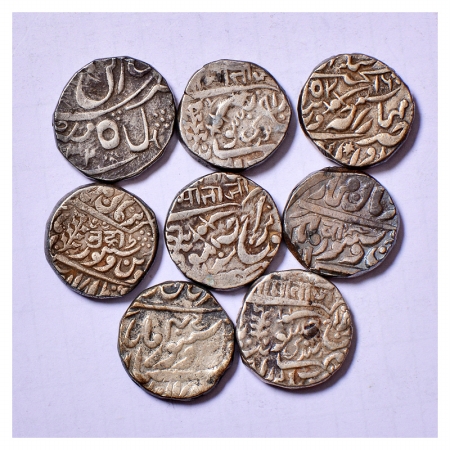 A group of 8 Silver Rupee of Jodhpur, various types. (8 Coins)