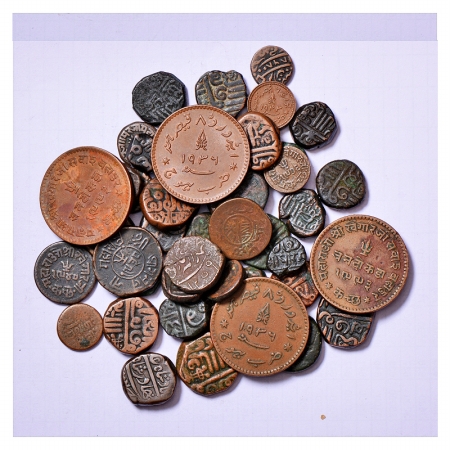 A group 51 Copper coins of Kutch, Crude and Machine struck, various denominations, dates a