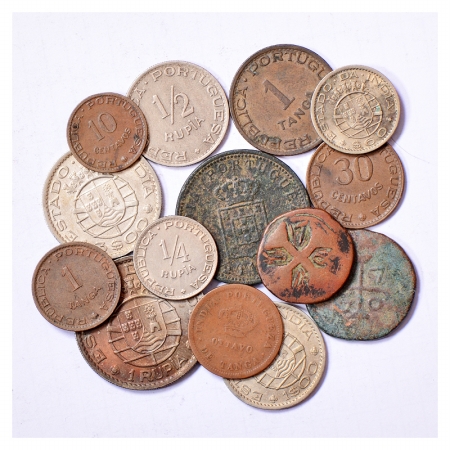 Potuguese India (14), Copper and Copper Nickel coins, various denominations, dates and typ