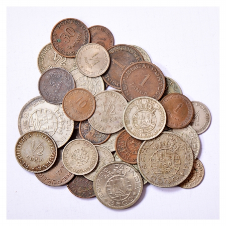 Portuguese India (40), Copper and Copper Nickel coins, includes Rupia, 1/2 Rupia, 1/4 Rupi