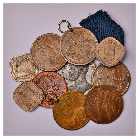 A group of 10 Copper, Copper Nickel and White Metal, Medals and Tokens, various types. (10