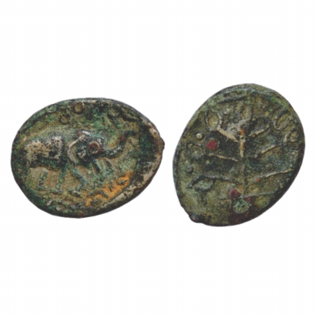 Satavahanas, uninscribed elephant type coin in alloyed Copper of Nasik region, temp. Kochh