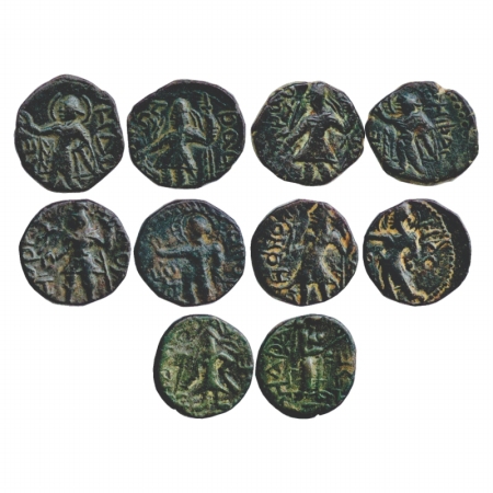 Kushans, A group of five 'Eastern Series' Copper Drachms of Kanishka (c. 127-150 AD), each