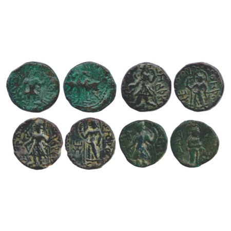 Kushans, A group of four 'Eastern Series' Copper Drachms, each showing king standing with 