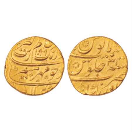 Aurangzeb (1658-1707 AD), Gold Mohur, 10.97g. Aurangabad Mint, AH 1099/RY 31, KM 315.11. T