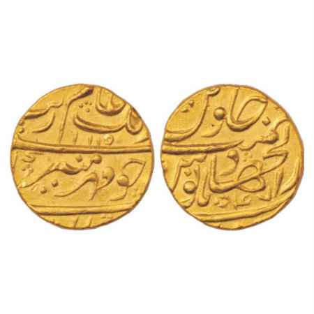 Aurangzeb (1658-1707 AD), Gold Mohur, 10.97g. Dar ul-Jihad Haidarabad Mint, AH 1115/RY 47,