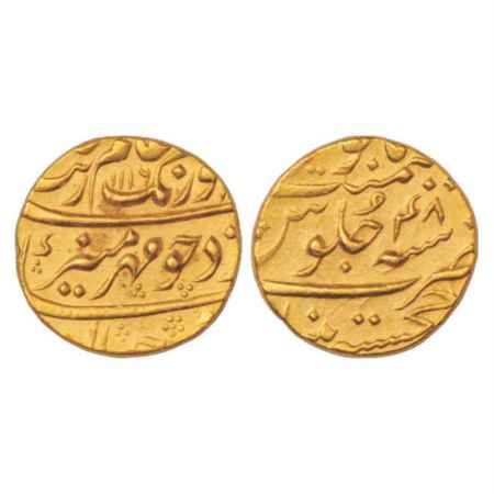 Aurangzeb (1658-1707 AD), Gold Mohur, 10.93g. Khujista Bunyad Mint, AH 1116/RY 47, KM 315.