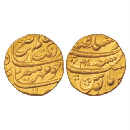 Aurangzeb (1658-1707 AD), Gold Mohur, 10.93g. Dar us-Sultanat Lahore Mint, AH 1108/RY 40, 