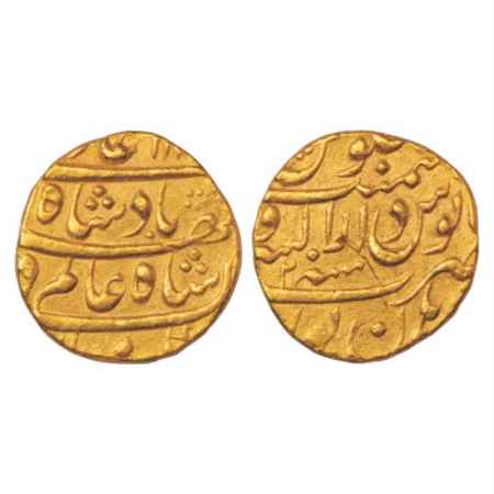 Shah Alam Bahadur (1707-1712 AD), Gold Mohur, 10.99g. Dar us-Sultanat Burhanpur Mint, RY 2