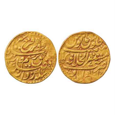 Farrukhsiyar (1713-1719 AD), Gold Mohur, 10.46g. Mustaqir ul-Mulk Akbarabad Mint, AH 1130/