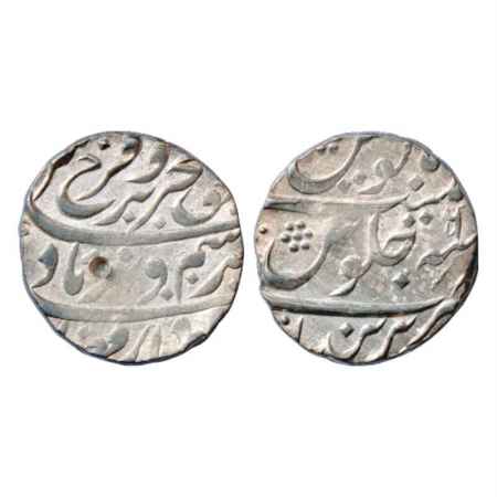 Farrukhsiyar (1713-1719 AD), Silver Rupee, Purenda Mint, RY 6, KM 377.52. Broad Flan, nice