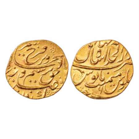 Farrukhsiyar (1713-1719 AD), Gold Mohur, 10.86g. Dar ul-Khilafat Shahjahanabad Mint, RY 6,