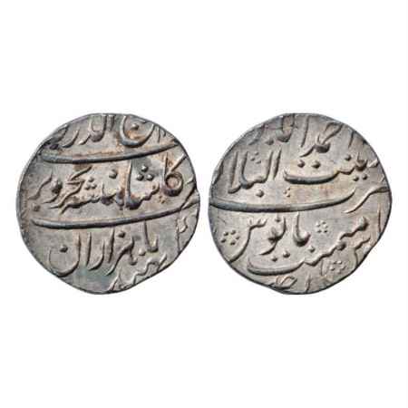 Rafi ud-Darjat (1719 AD), Silver Rupee, Zeenat al-Bilad Ahmadabad Mint, RY Ahd, KM 405.1. 