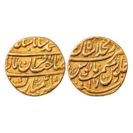 Muhammad Shah (1719-1748 AD), Gold Mohur, 10.81g. Dar ul-Khilafat Shahjahanabad Mint, AH 1