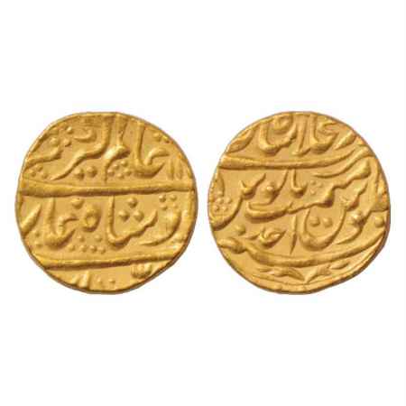 Alamgir II (1754-1759 AD), Gold Mohur, 10.87g. Dar ul-Khilafat Shahjahanabad Mint, AH 11xx