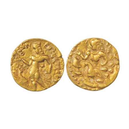 Gupta Empire, Kumara Gupta I (415-450 AD), Gold Dinar of 'Kartikeya' type, Altekar var. A,