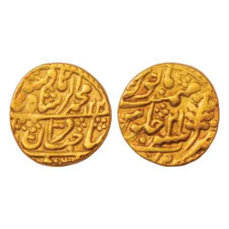 Jaipur, Gold Mohur, 10.84g. Mughal Issue, Sawai Jaipur Mint, in the name of Muhammad Akbar