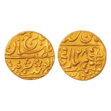 Jaipur, Man Singh II (1922-1949 AD), Gold Mohur, 10.86g. Sawai Jaipur Mint, in the name of