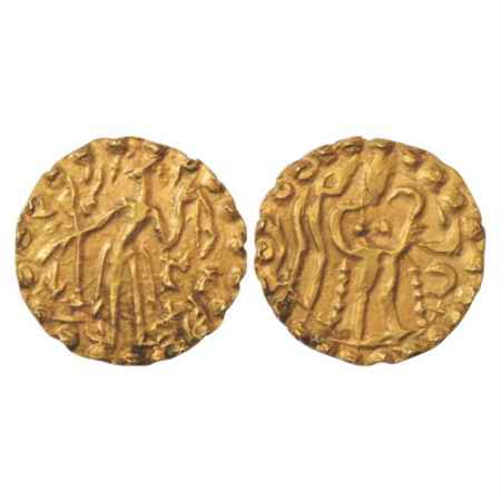 Post-Gupta Bengal, 'Samatata' region, Gold Dinar of Khadga dynasty, King Rajabhata (650-70