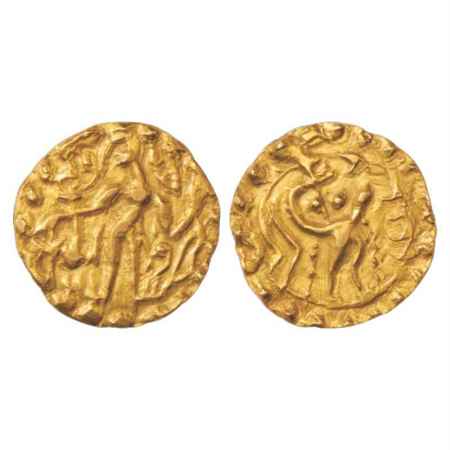 Post-Gupta Bengal, 'Samatata' region, Gold Dinar of Rata dynasty, King Shri Dharanarata (6