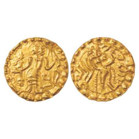 Post-Gupta Bengal, 'Samatata' region, Gold Dinar of unknown dynasty, King 'Pra' (650-700 A
