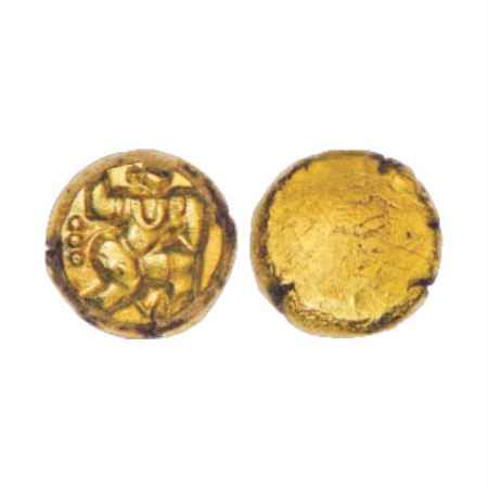 Vijayanagar, Sangama Dynasty, Hari Hara I (1336-1354 AD), Gold Pagoda, 3.36g. Obv: Rude fi