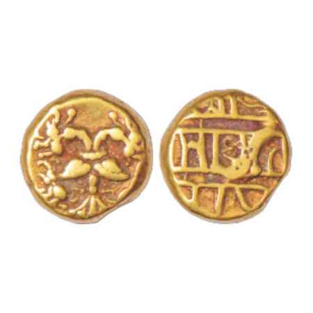 Vijayanagar, Tuluva Dynasty, Achutharaya (1529-1542 AD), Gold Pagoda, 3.35g. Obv: Gandabhe