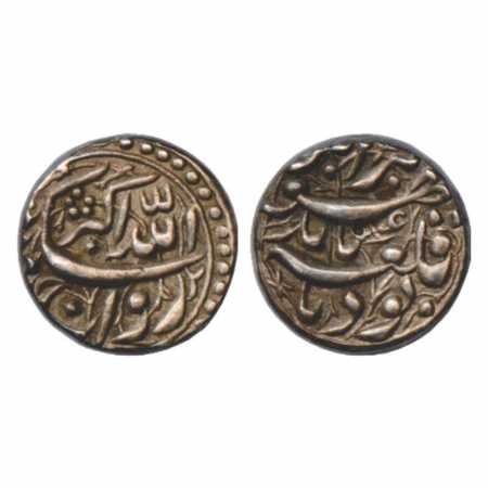Akbar (1556-1605 AD), Silver Rupee, Qila Bandu Mint, Obv: Farsi legend Rewaje Sikka Allahh