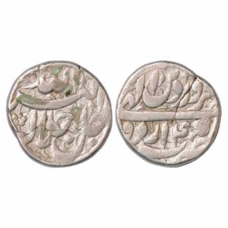 Akbar (1556-1605 AD), Silver Rupee, Urdu Mint, Farwardin 4x, Liddle Akbar S53. Flan crack 