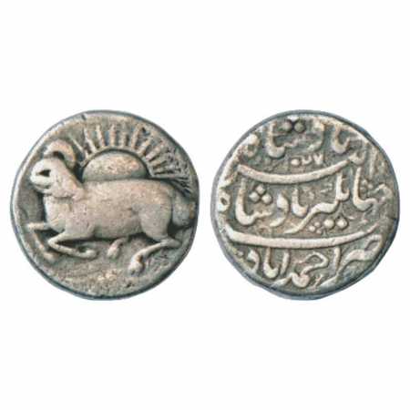 Jahangir (1605-1627 AD), Silver Zodiacal Rupee, 'Aries' sign, Ahmadabad Mint, AH 1027, 10.
