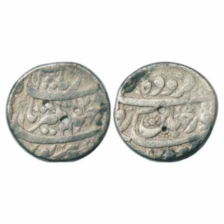 Jahangir with Noor Jahan, Silver Rupee, Lahore Mint, 'Fuzodah' Couplet, AH 1035/RY 21. Obv